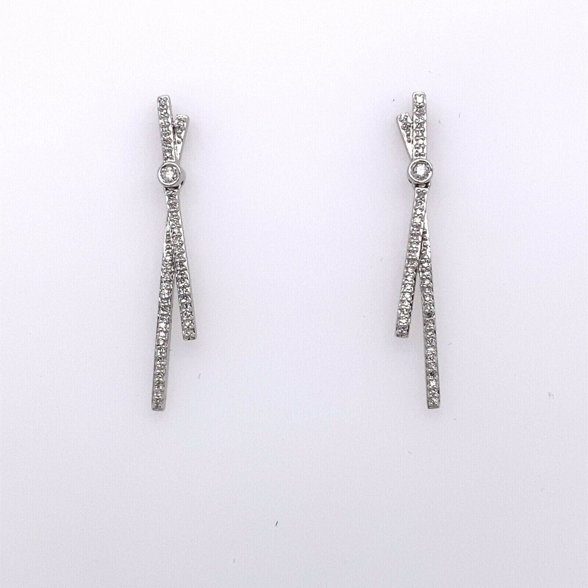 10k White Gold 0.35 CT Diamond Ladies Drop Earrings, 2.7g