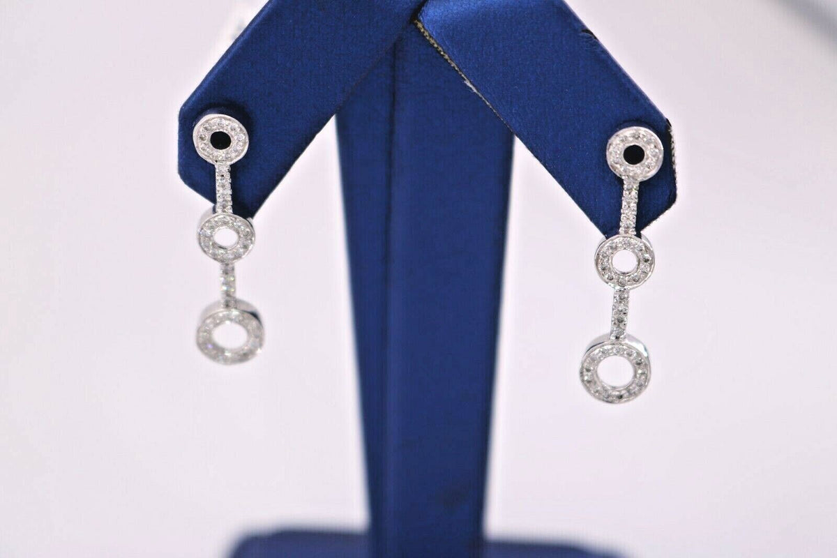 14k White Gold 1.00 CT Diamond Ladies Drop Earrings, 3.3gm