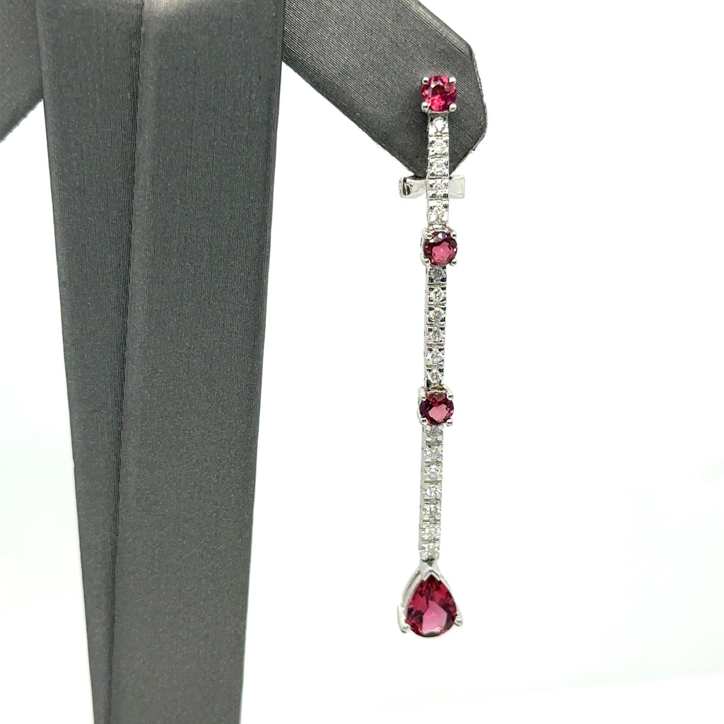 14k White Gold 3.00 CT Diamond Dangling Earrings, 4.7gm