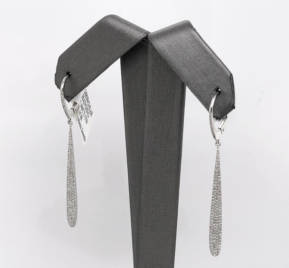 14k White Gold 1.00 CT Diamond Dangling Earrings, 2.0gm