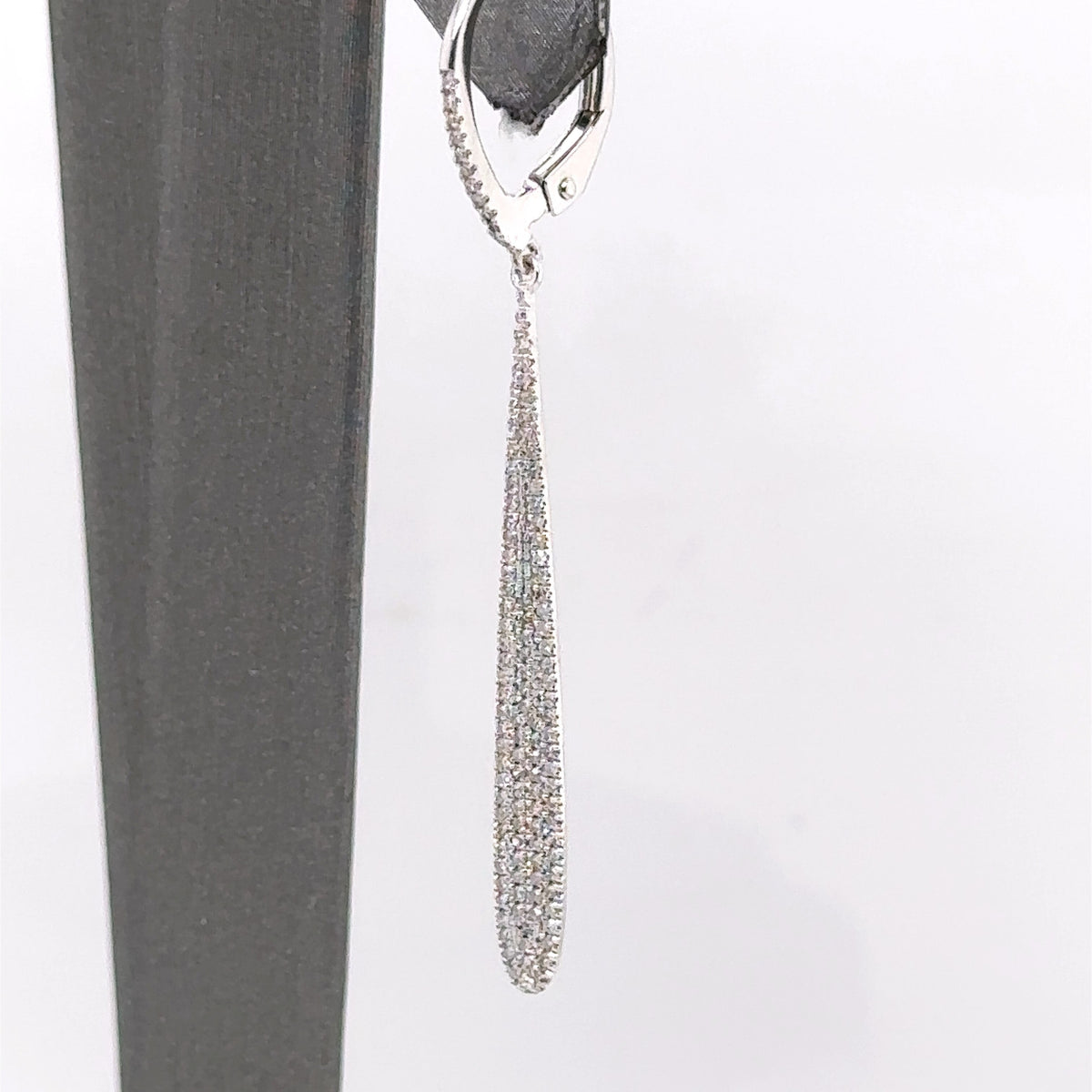 14k White Gold 1.00 CT Diamond Dangling Earrings, 2.0gm