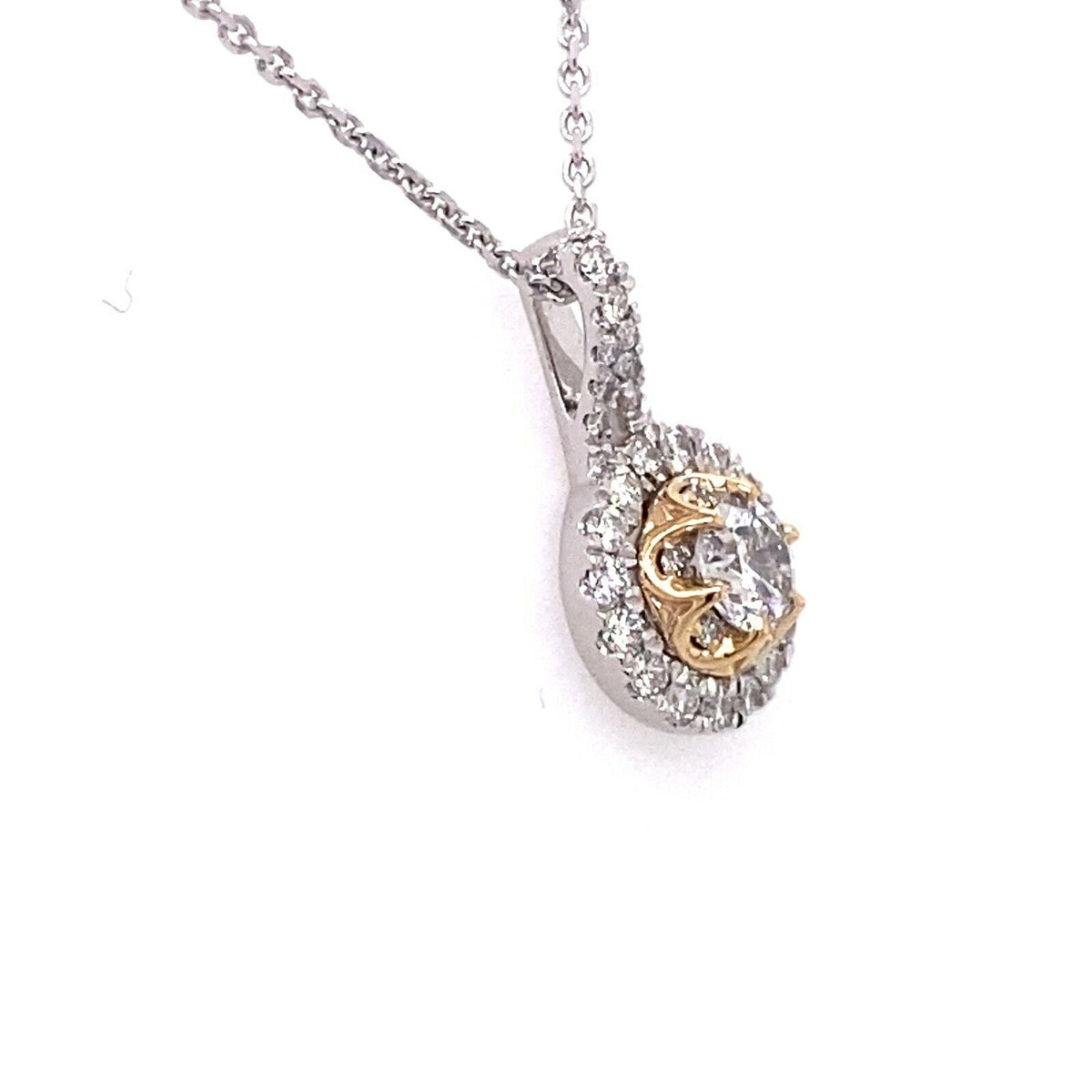 14k Two Tone Gold 0.75 CT Diamond Pendant Necklace, 3.5g