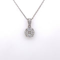 18k White Gold 1.00 CT Diamond Cluster Pendant, 2.4g, 16"