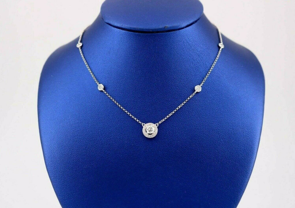 14k White Gold 1.00 CT Diamond Ladies Necklace, 2.6gm, S14034
