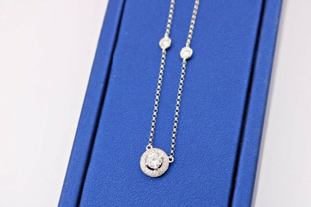 14k White Gold 1.00 CT Diamond Ladies Necklace, 2.6gm, S14034