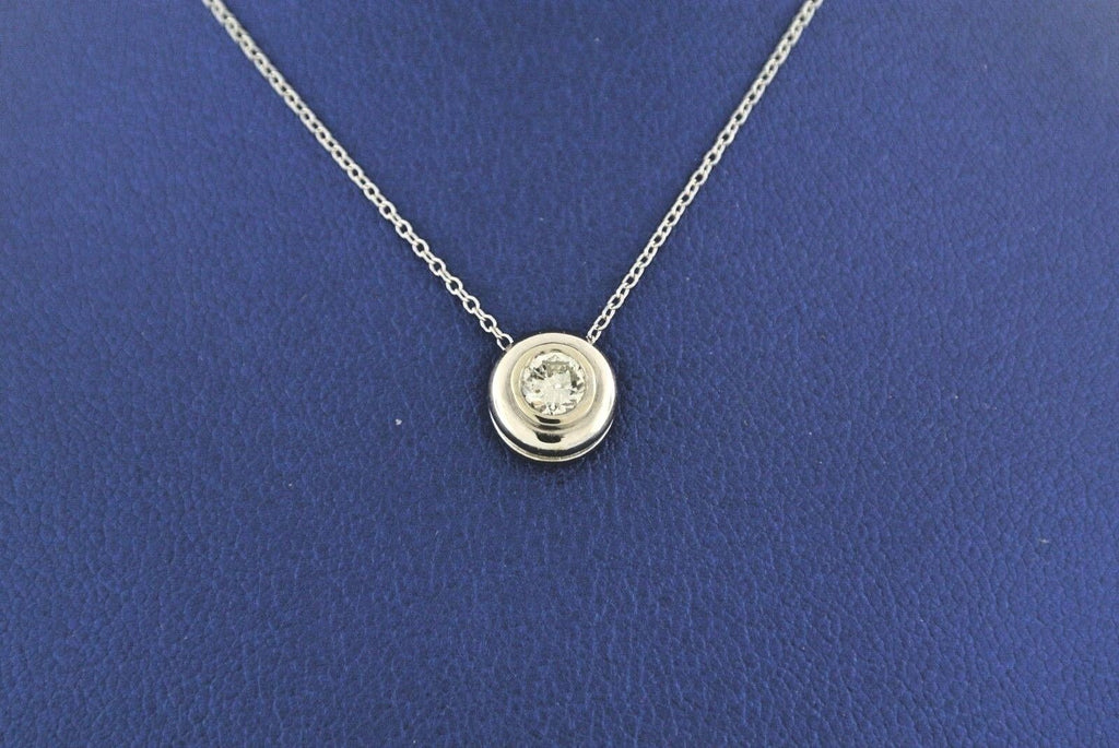 14k White Gold 0.25 C Diamond Bezel Pendant Necklace, 2.3gm, S104864