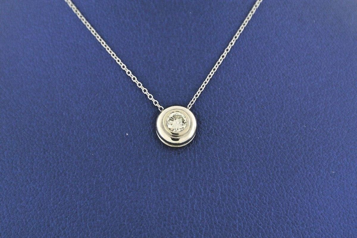 14k White Gold 0.25 C Diamond Bezel Pendant Necklace, 2.3gm, S104864