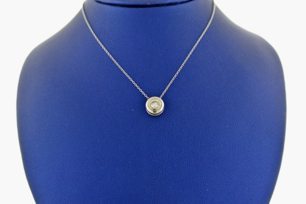 14k White Gold 0.25 C Diamond Bezel Pendant Necklace, 2.3gm, S104864
