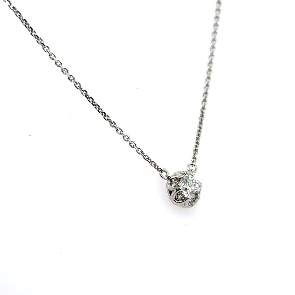10k White Gold 0.45 Ct Diamond Pendant Necklace, 2.2gm, S15183