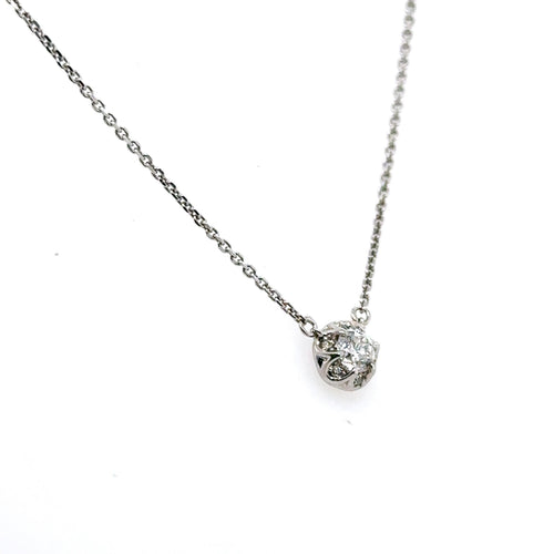 10k White Gold 0.45 Ct Diamond Pendant Necklace, 2.2gm, S15183