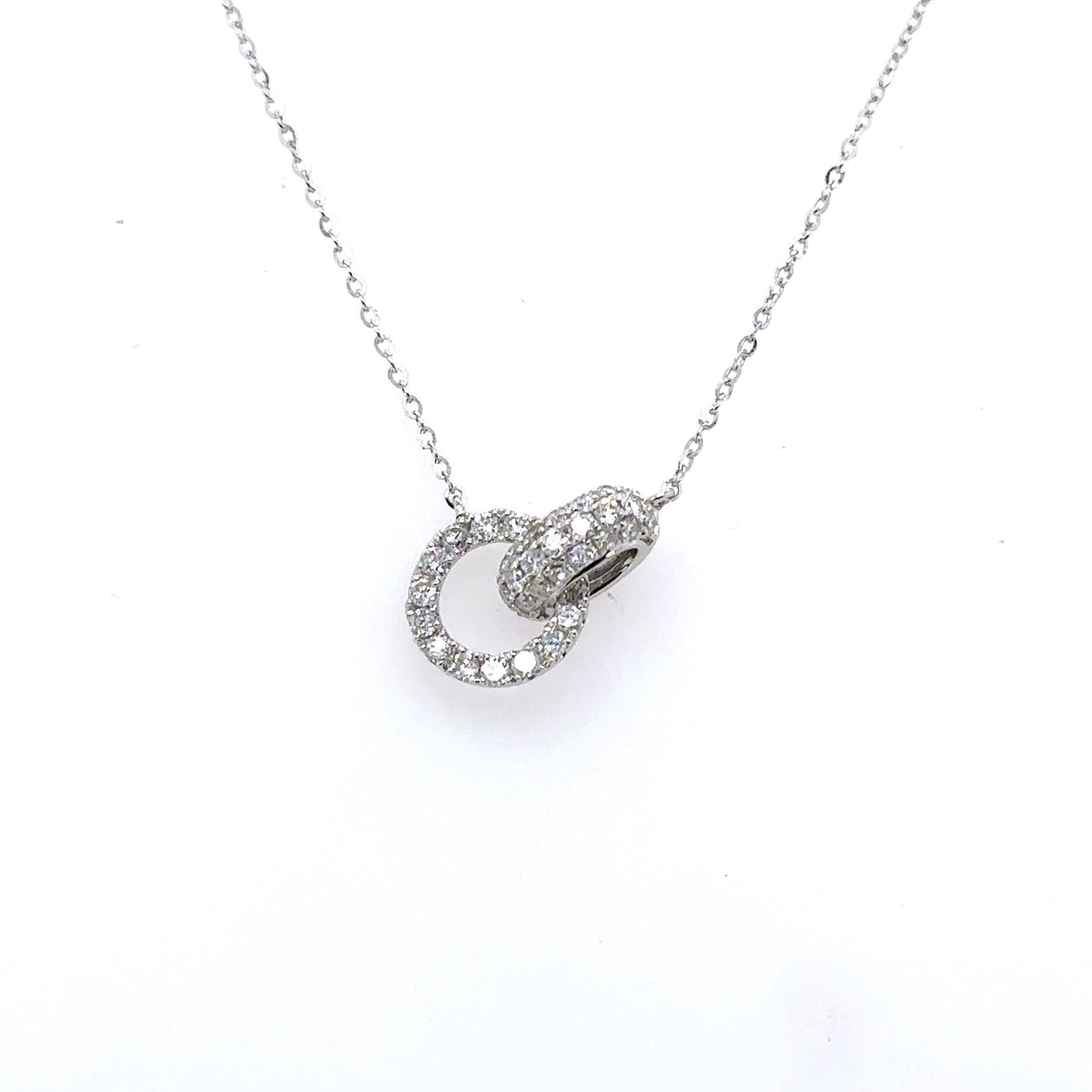 14k White Gold 0.50 CT Diamond Love Knot Necklace, 2.2gm, 16"