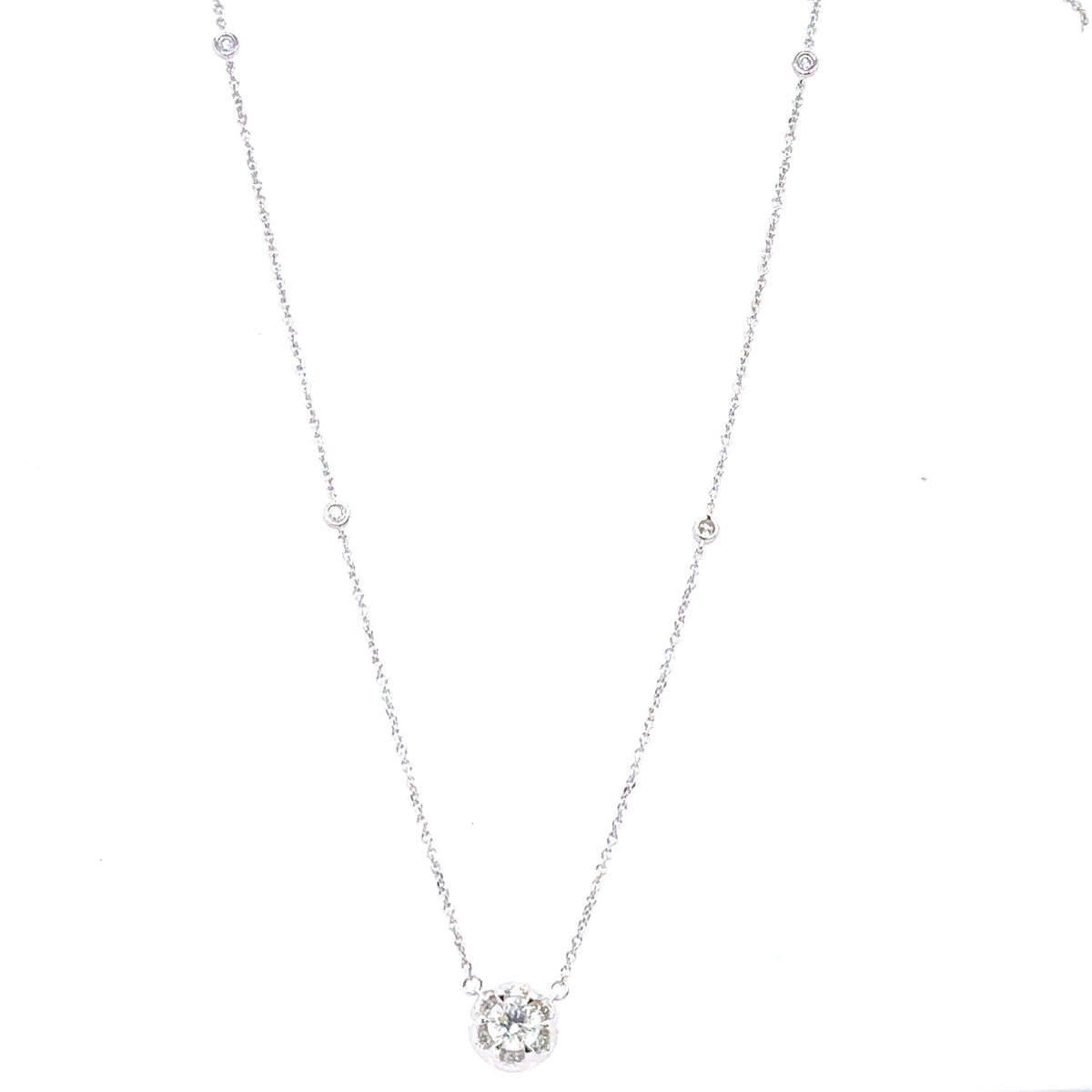 14k White Gold 0.95 Ct Diamond Pendant Necklace, 3.0gm, S15173