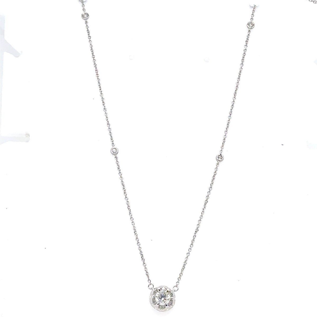 14k White Gold 0.95 Ct Diamond Pendant Necklace, 3.0gm, S15173