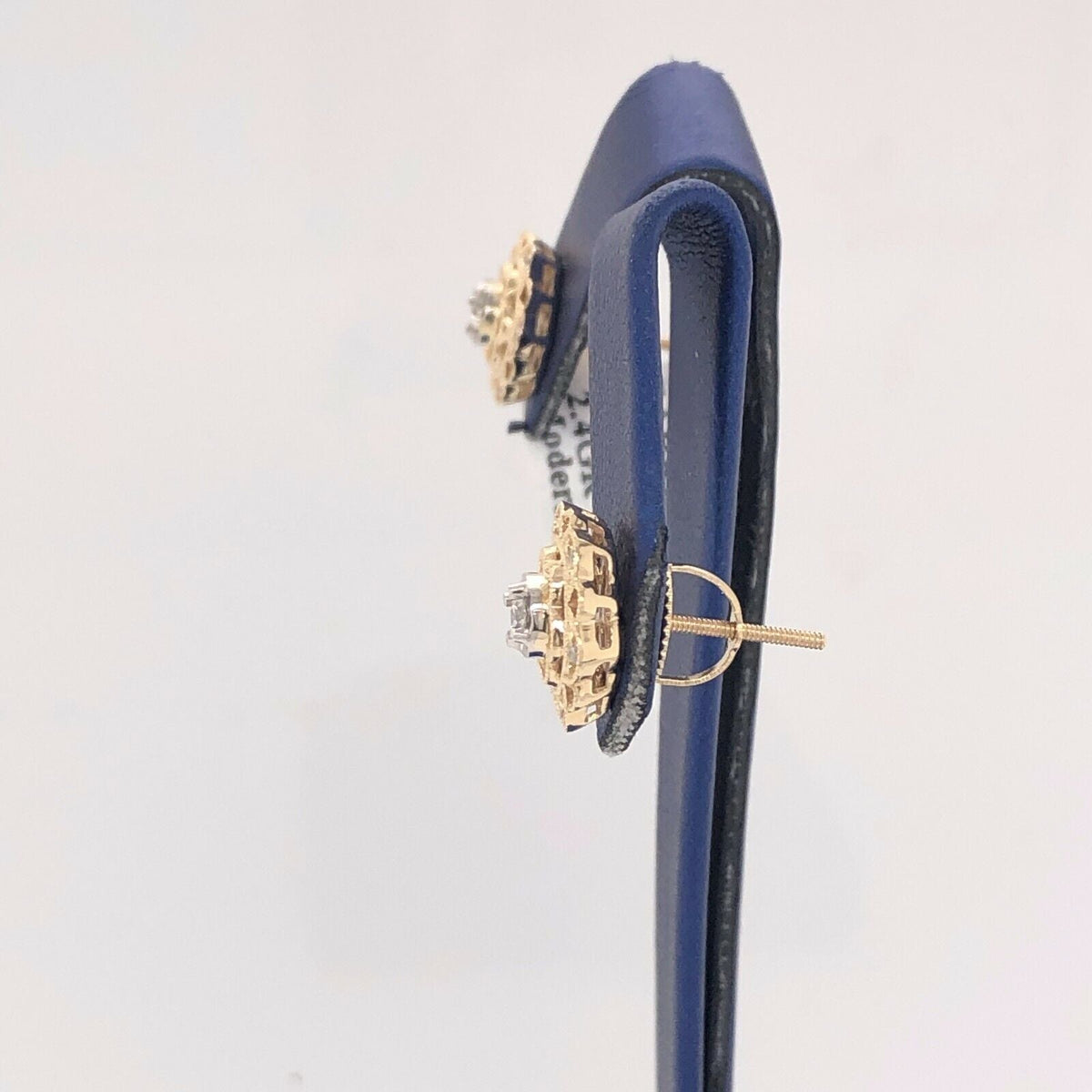 14K Yellow Gold 0.35 CT Diamond Stud Screw Back Earrings, 2.4gm