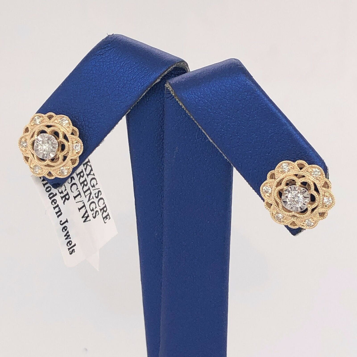14K Yellow Gold 0.35 CT Diamond Stud Screw Back Earrings, 2.4gm