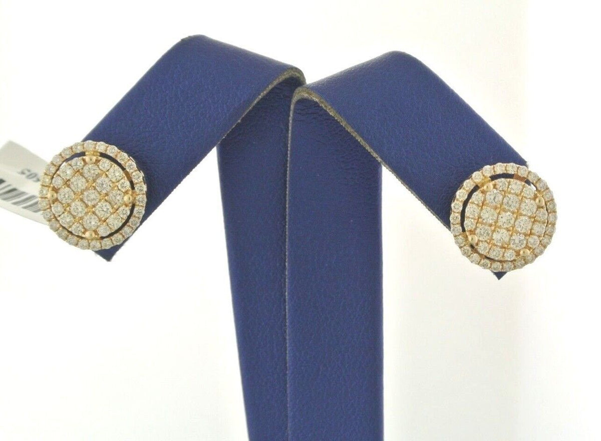 14k Yellow Gold 1.25 CT Diamond Cluster Stud Earrings, 3.2gm
