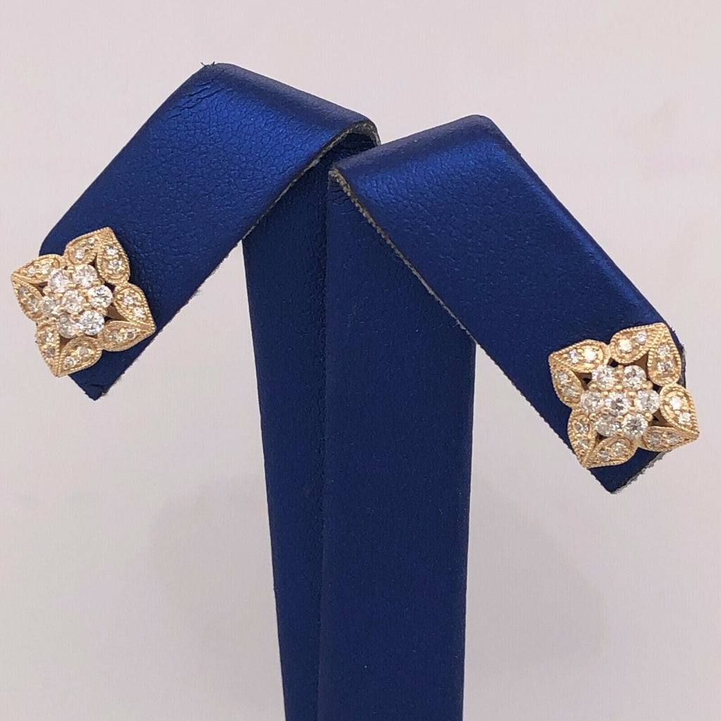 14K Yellow Gold 0.65 CT Diamond Stud Earrings, 2.7gm