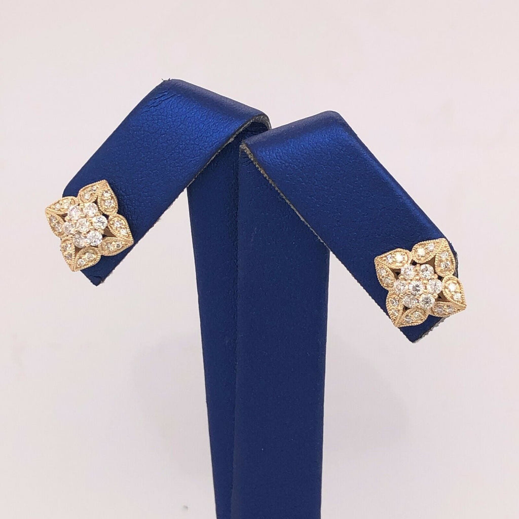 14K Yellow Gold 0.65 CT Diamond Stud Earrings, 2.7gm