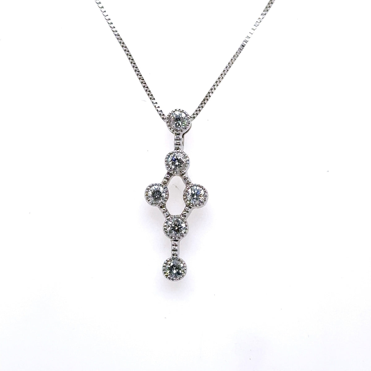 14k White Gold 0.50 CT Diamond Pendant Necklace, 2.3gm, 19", S101331