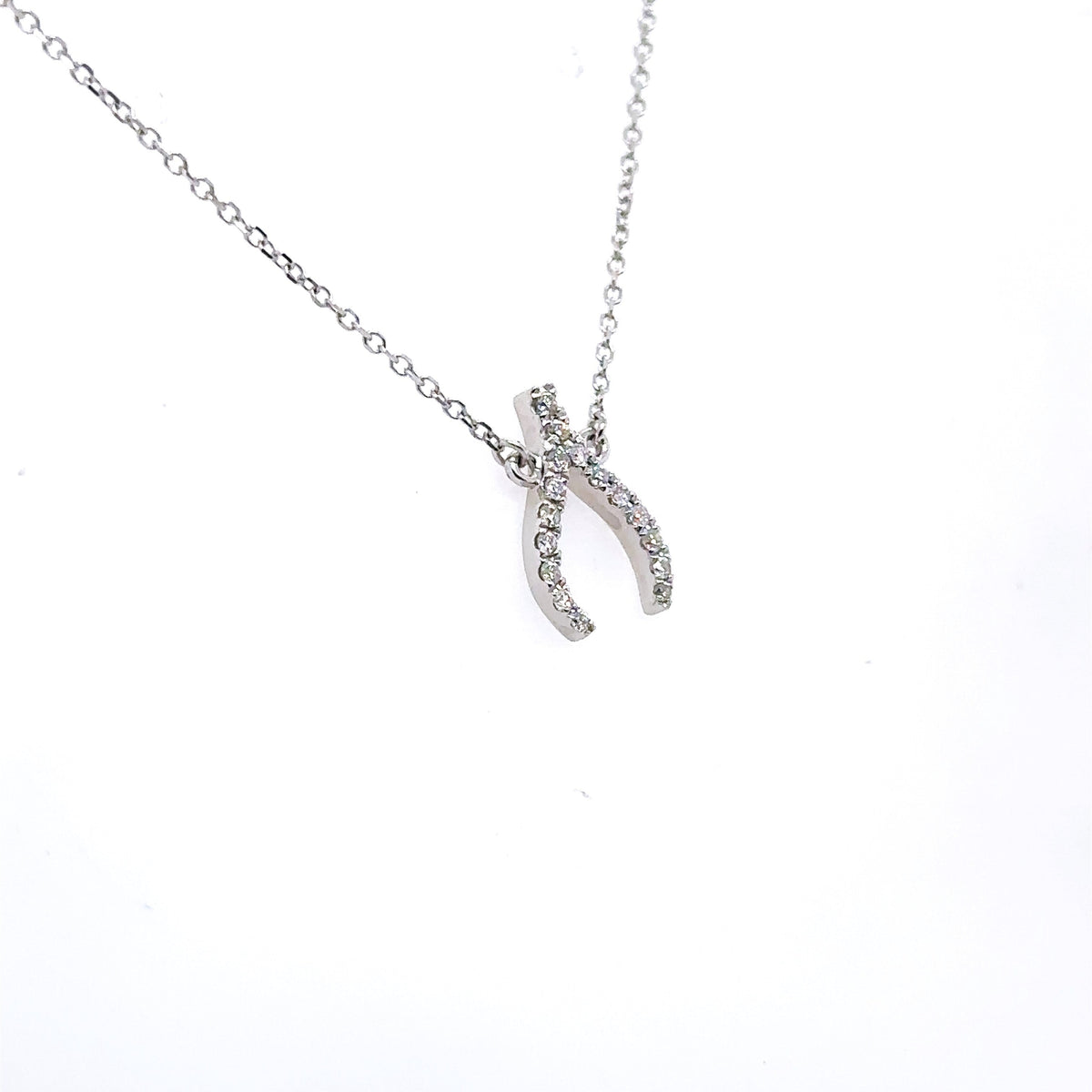 14k White Gold 0.25 CT Diamond Pendant Necklace, 1.6gm, 16", S15136