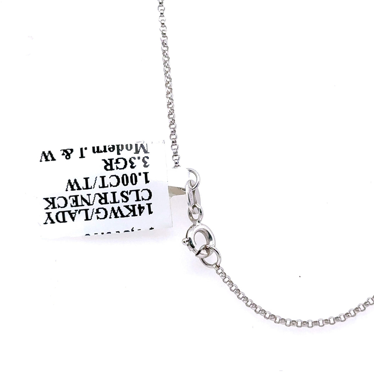 14k White Gold 0.25 CT Diamond Pendant Necklace, 1.6gm, 16", S15136
