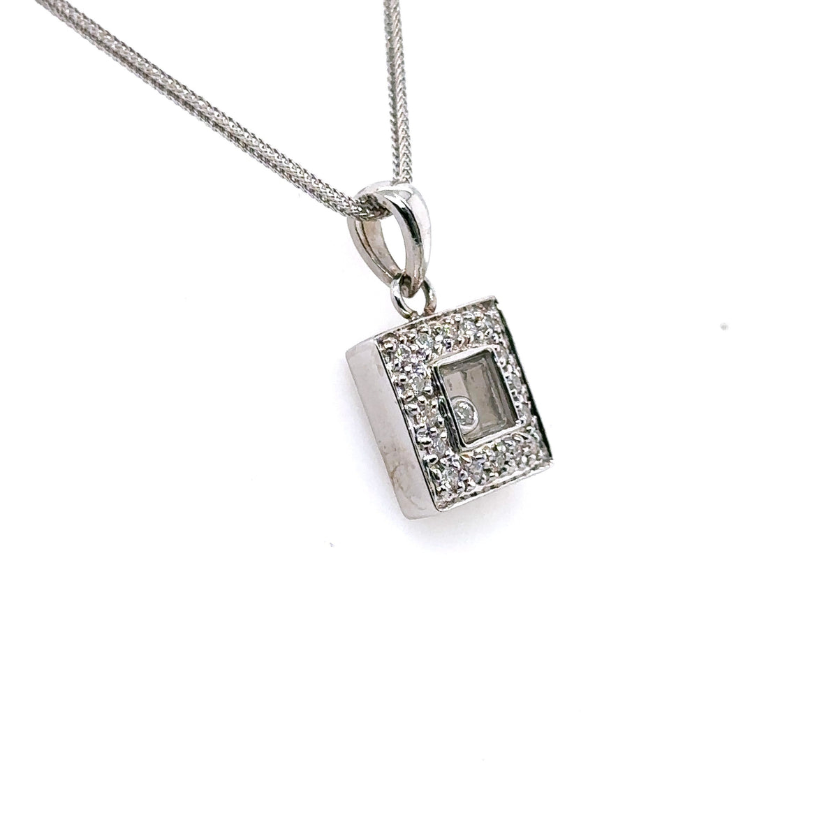 14k White Gold 0.25 CT Diamond Pendant Necklace, 4.6gm, 18", S105082
