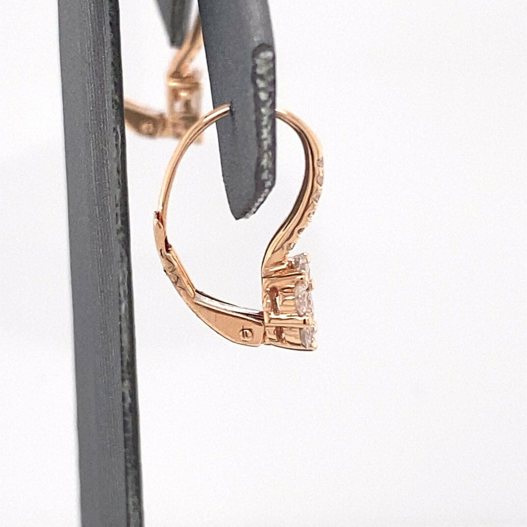 18k Rose Gold 1.00 CT Diamond Cluster Drop Style Earrings, 1.8gm