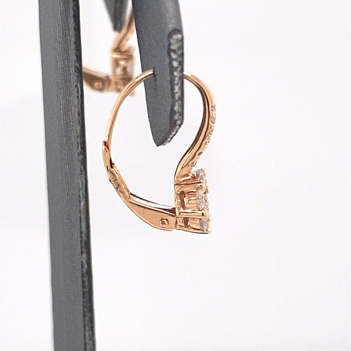 18k Rose Gold 1.00 CT Diamond Cluster Drop Style Earrings, 1.8gm