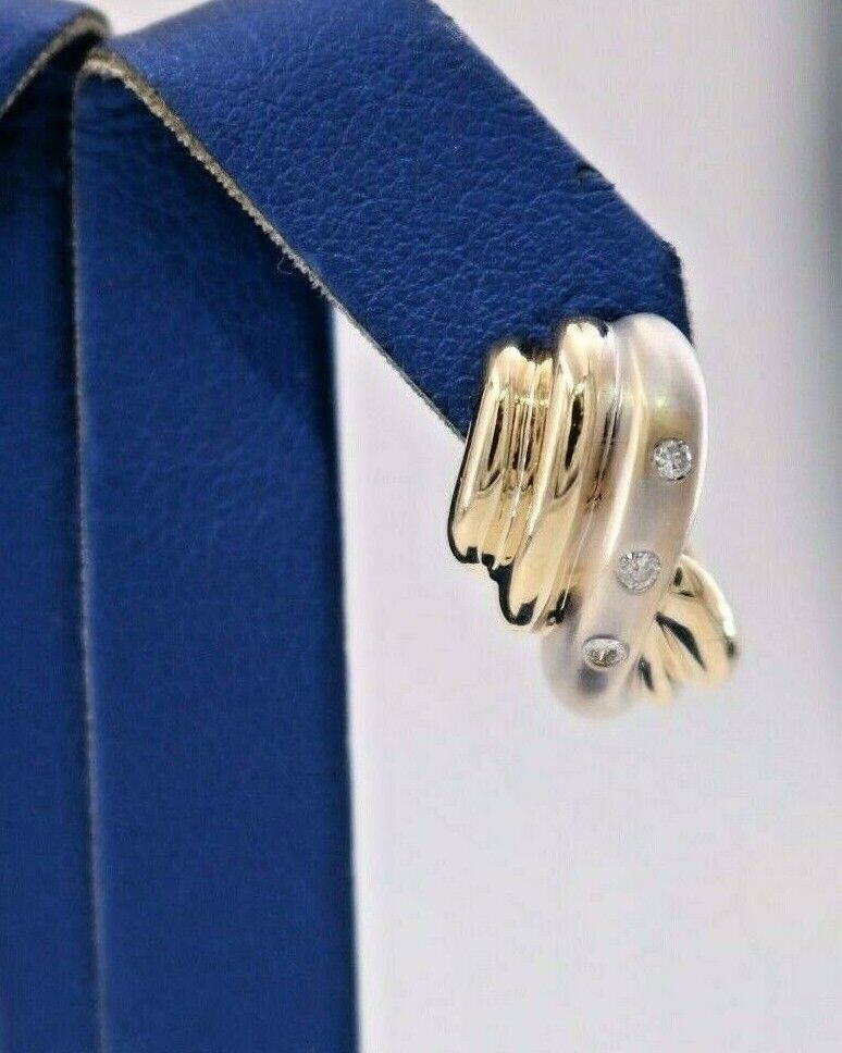 14k Two Tone Gold 0.25 CT Diamond Ladies Earrings, 7.4gm