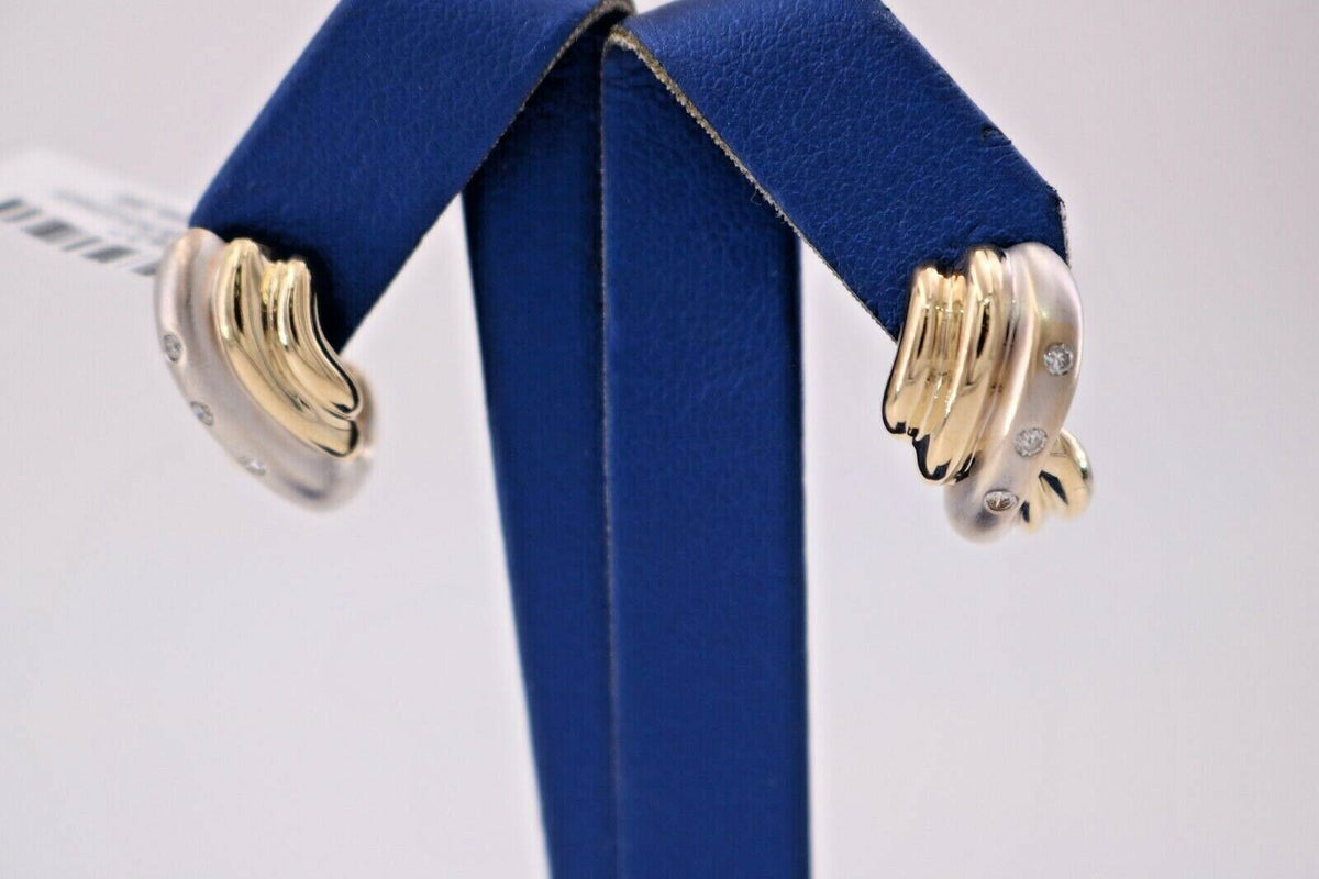 14k Two Tone Gold 0.25 CT Diamond Ladies Earrings, 7.4gm