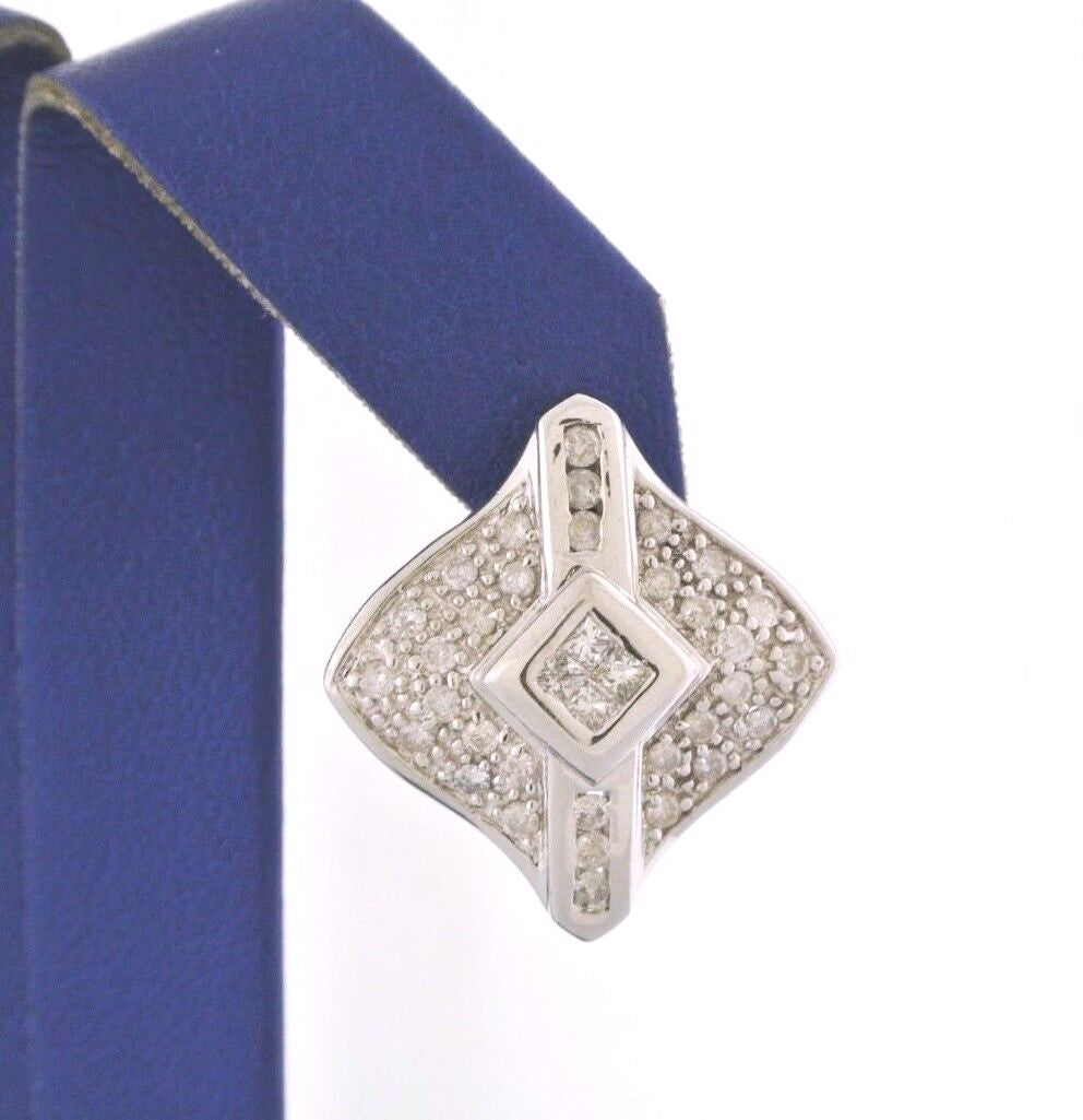 14k White Gold 1.00 CT Diamond Ladies Earrings, 10.4gm