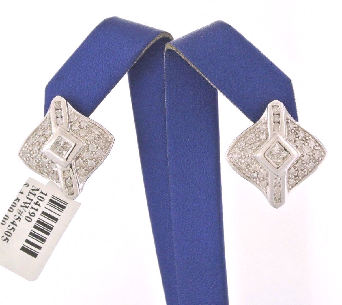 14k White Gold 1.00 CT Diamond Ladies Earrings, 10.4gm