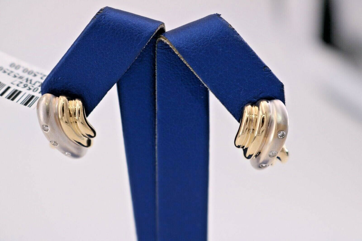 14k Two Tone Gold 0.25 CT Diamond Ladies Earrings, 7.4gm