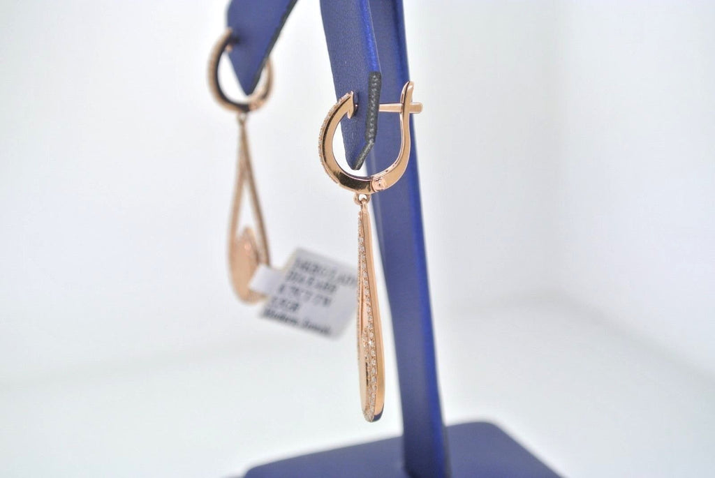 14K ROSE GOLD 0.75 CT ROUND CUT DIAMONDS DANGLE DROP EARRINGS