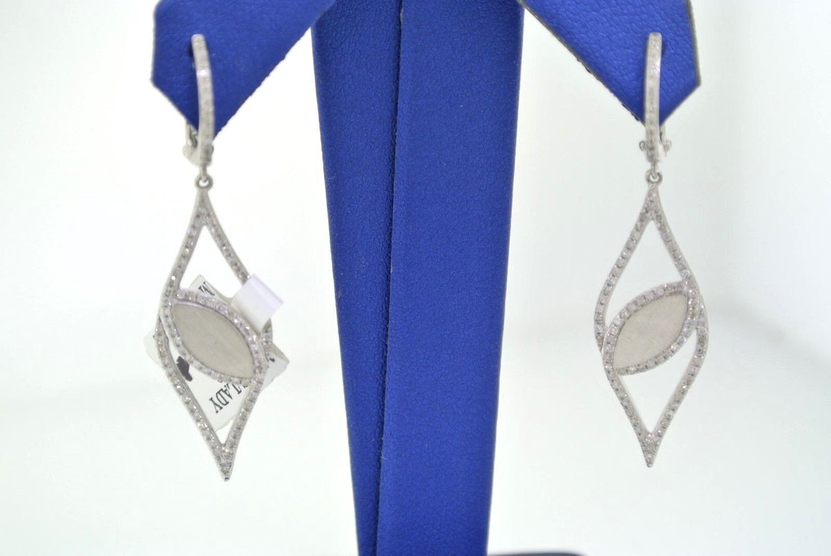 14K WHITE GOLD 0.75 CT ROUND CUT DIAMOND LEVERBACK LADIES EARRINGS