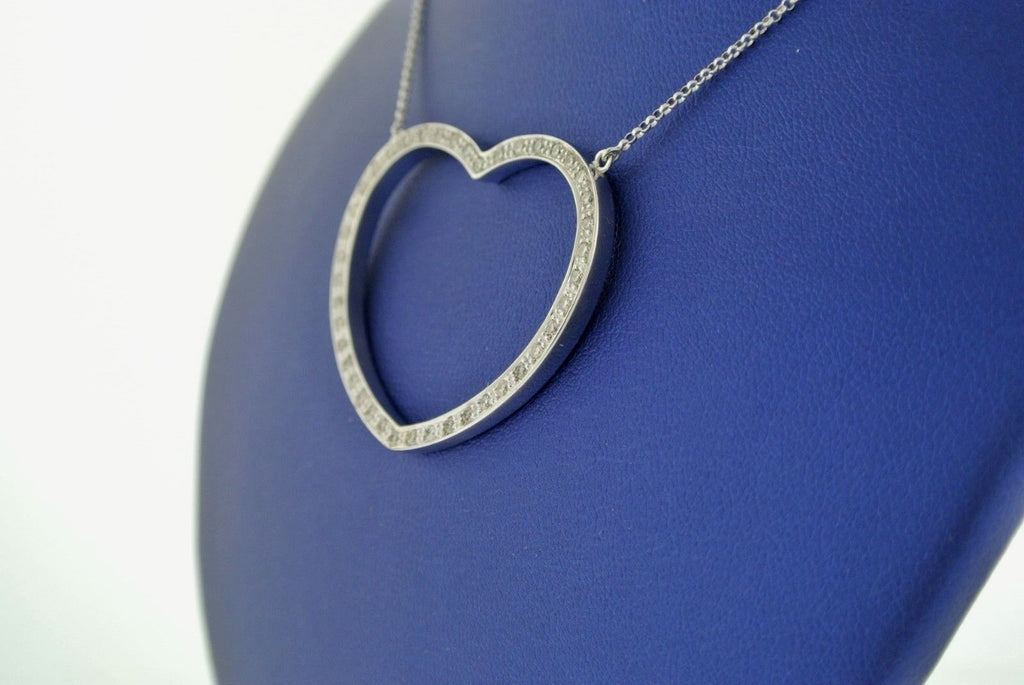 14k White Gold 1.00 CT Diamond Heart Necklace, 8.5gm, 16", S103252