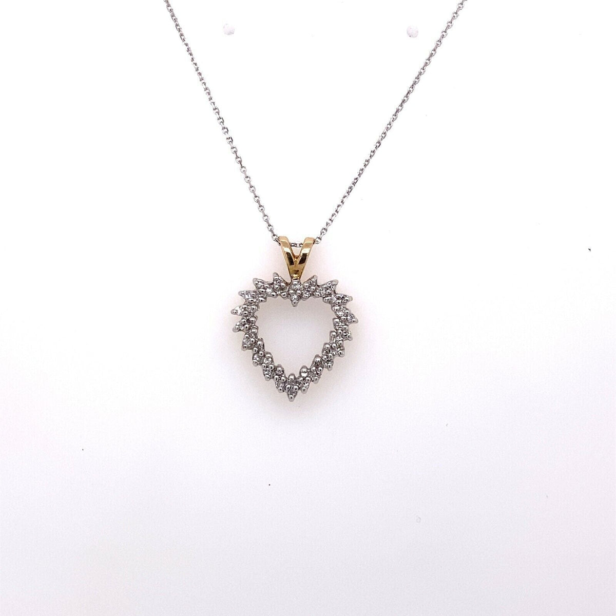 14k Two Tone Gold 0.25 CT Diamond Heart Pendant, 3.5g, S106767