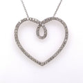 14k White Gold 1.00 CT Diamond Heart Pendant Necklace, 5.7g, 17", S105992