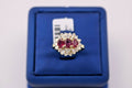 14K Yellow Gold 2.00 CT Ruby & Diamond Cluster Ladies Ring, 4.3gm, S105391