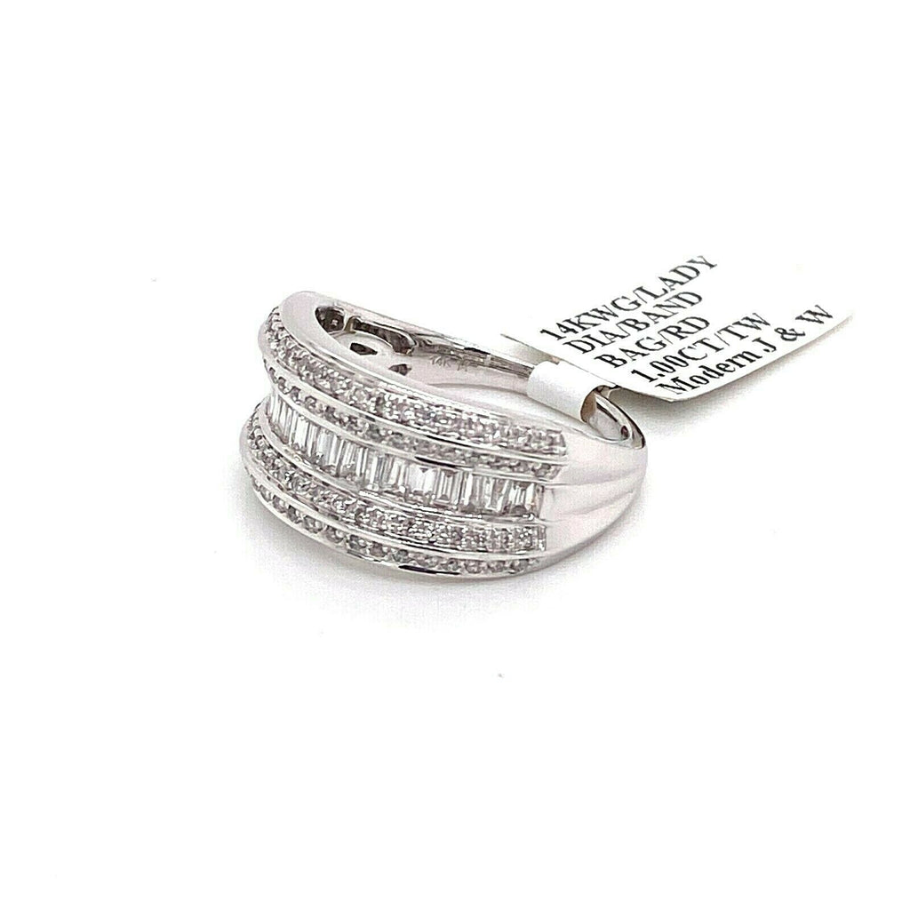 Fancy Ladies 14k White Gold 1.00 CT Diamond Anniversary Band 5.8g Size 7 S102304
