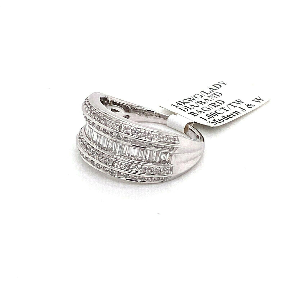 Fancy Ladies 14k White Gold 1.00 CT Diamond Anniversary Band 5.8g Size 7 S102304