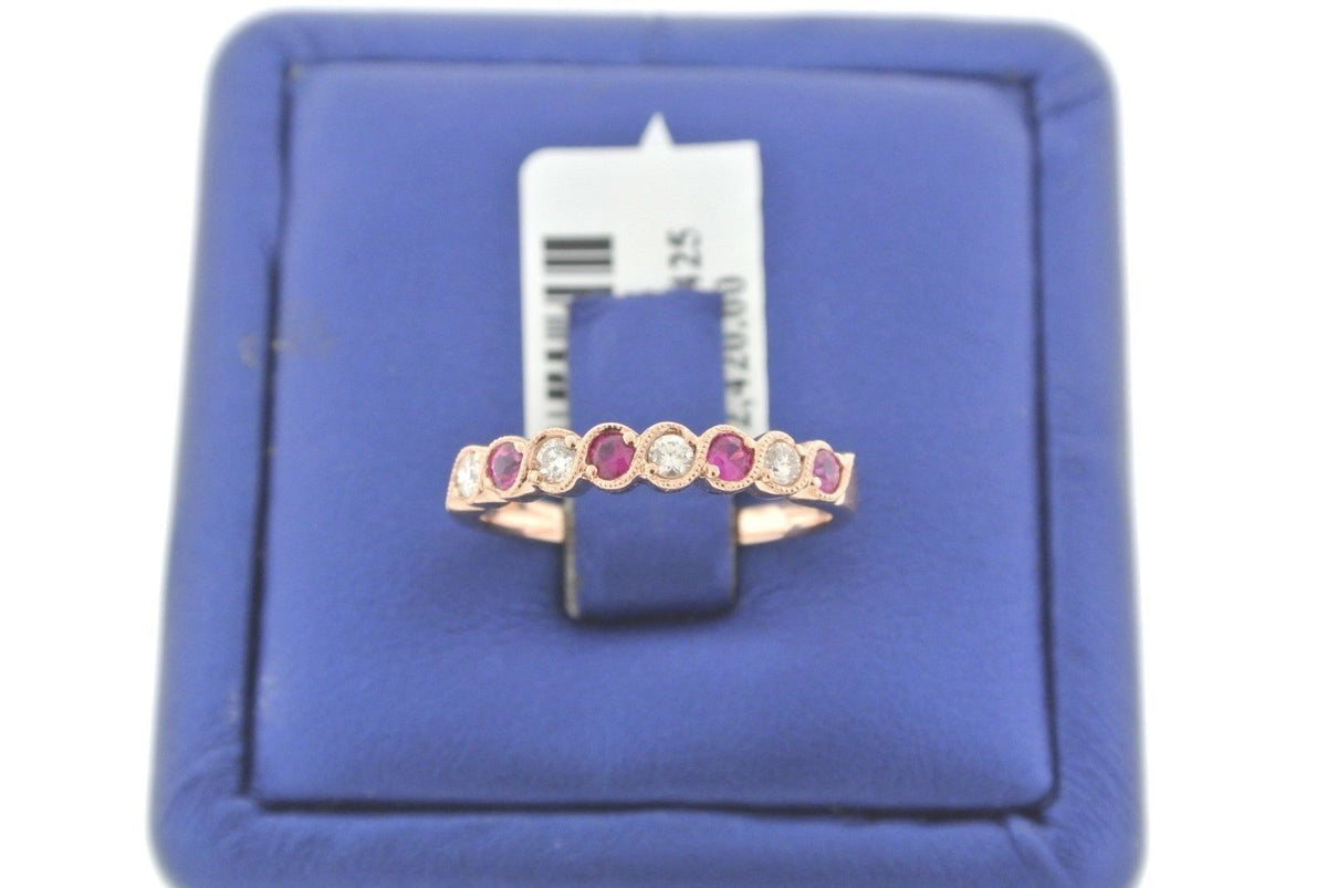 14k Rose Gold 0.50 CT Diamond & Ruby Ladies Band, 2.1gm, Size 6.75, S103345