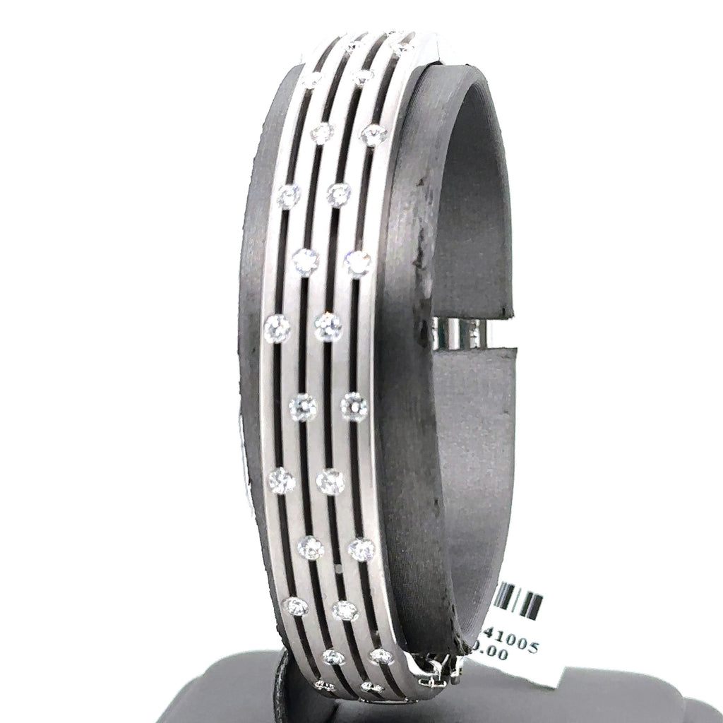18k White Gold 3.50Ct Diamond Bangle Bracelet, 61.5G, S107440