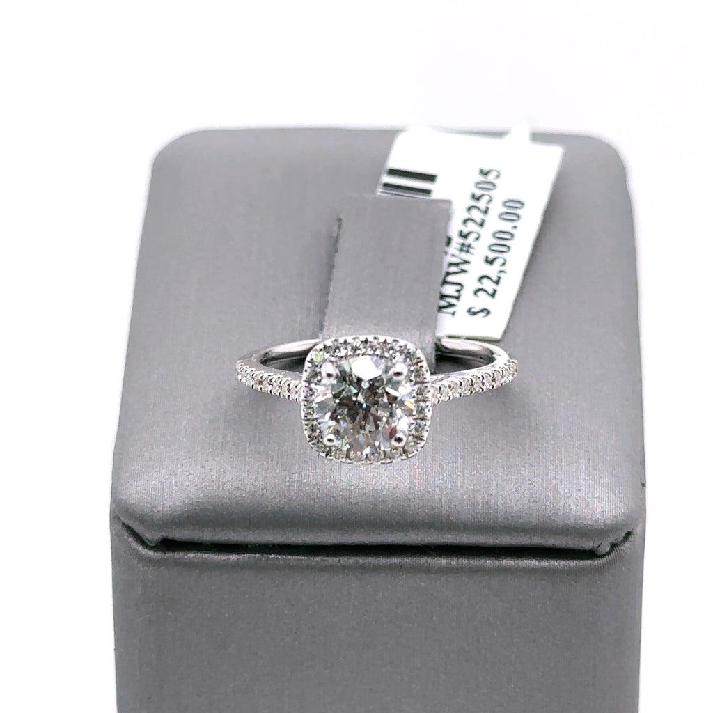 14k White Gold 1.50CT Round Diamond Engagement Ring, Size 5.25, 2.7G, S107442