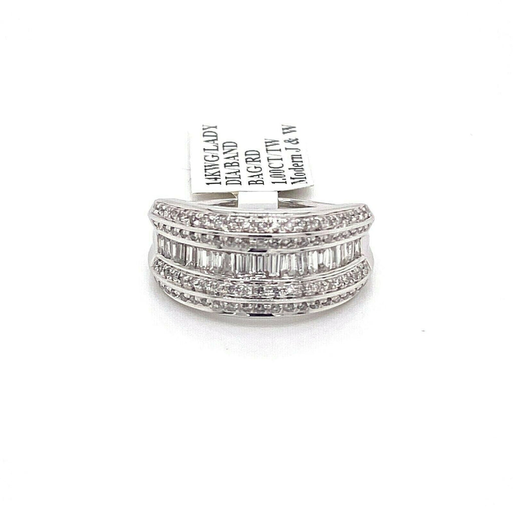 Fancy Ladies 14k White Gold 1.00 CT Diamond Anniversary Band 5.8g Size 7 S102304