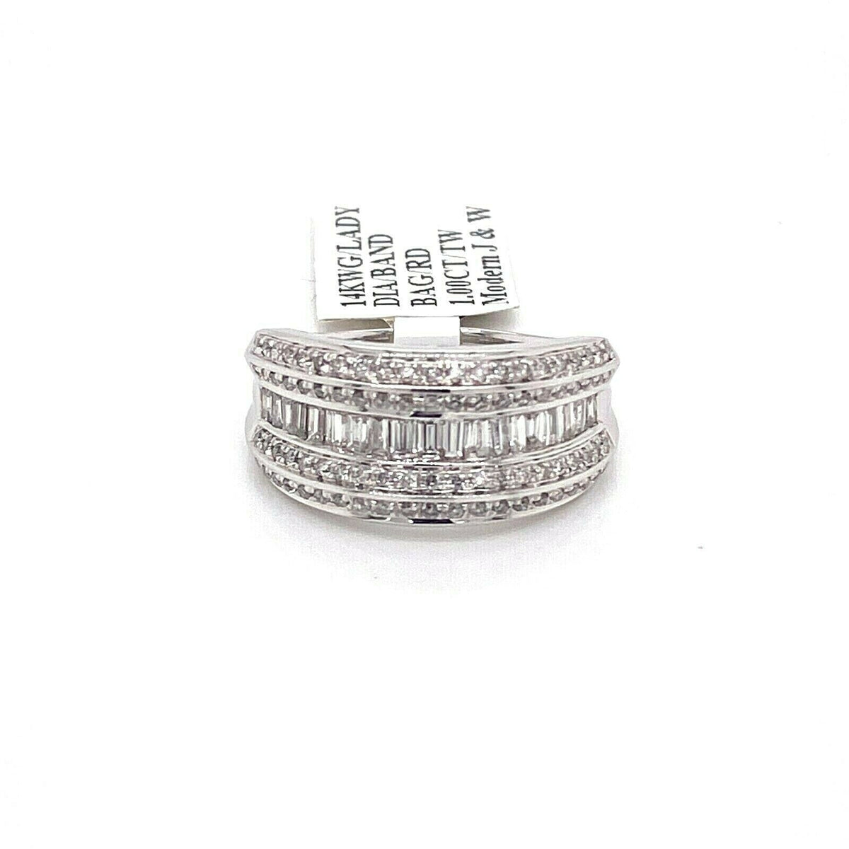 Fancy Ladies 14k White Gold 1.00 CT Diamond Anniversary Band 5.8g Size 7 S102304