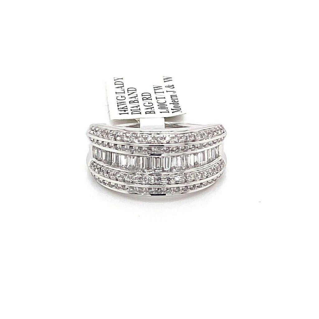 Fancy Ladies 14k White Gold 1.00 CT Diamond Anniversary Band 5.8g Size 7 S102304