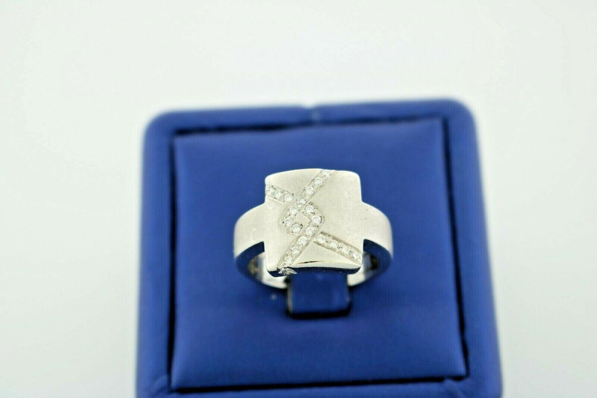 18k White Gold 0.50 CT Diamond Brushed Right Hand Ring, 10.6gm Size 7.25 S106754