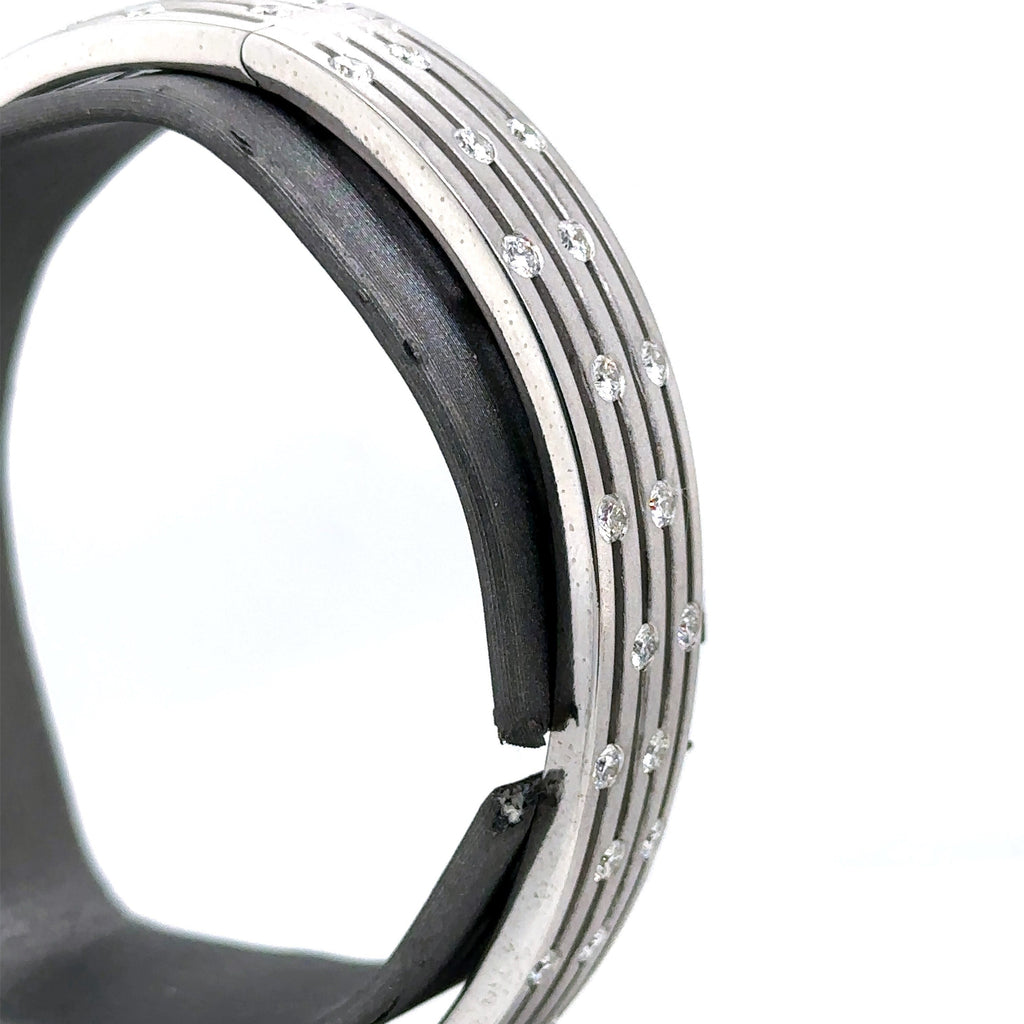 18k White Gold 3.50Ct Diamond Bangle Bracelet, 61.5G, S107440