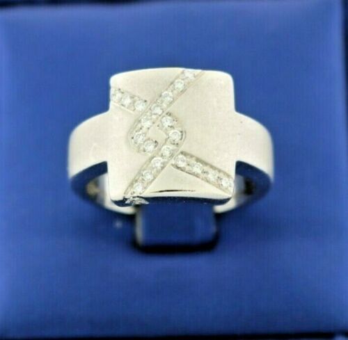 18k White Gold 0.50 CT Diamond Brushed Right Hand Ring, 10.6gm Size 7.25 S106754
